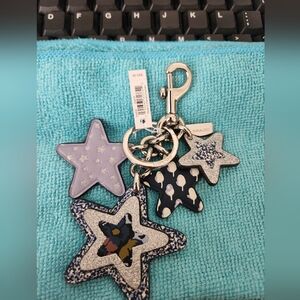 Coach Blue Multi Pattern Stars Keychain
